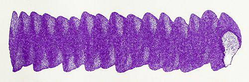 Diamine Shimmertastic Lilac Satin fountain pen ink bottle with shimmering purple ink visible in the glass container.
