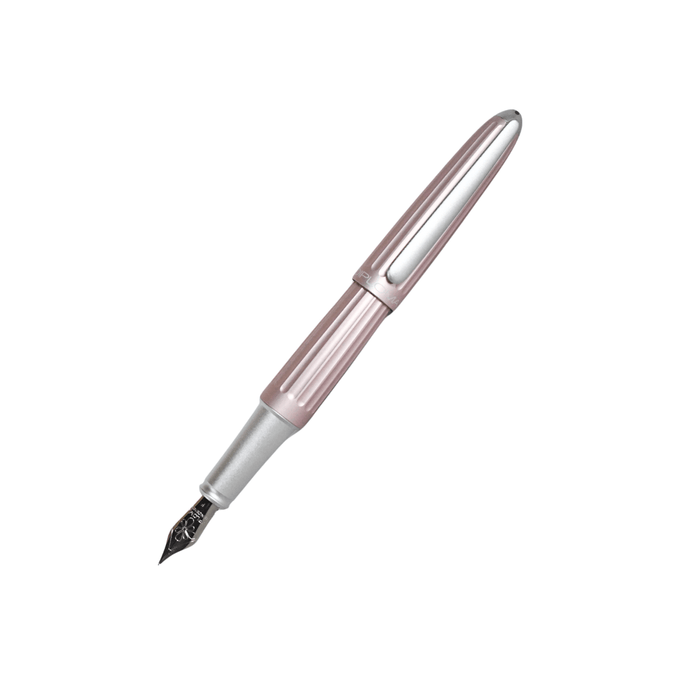 Diplomat Aero fountain pen in antique rose with a sleek design and fine nib, perfect for smooth writing.