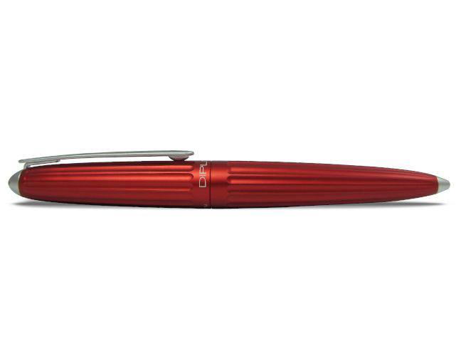 Red Diplomat Aero fountain pen with a sleek design and fine nib, perfect for writing and calligraphy.