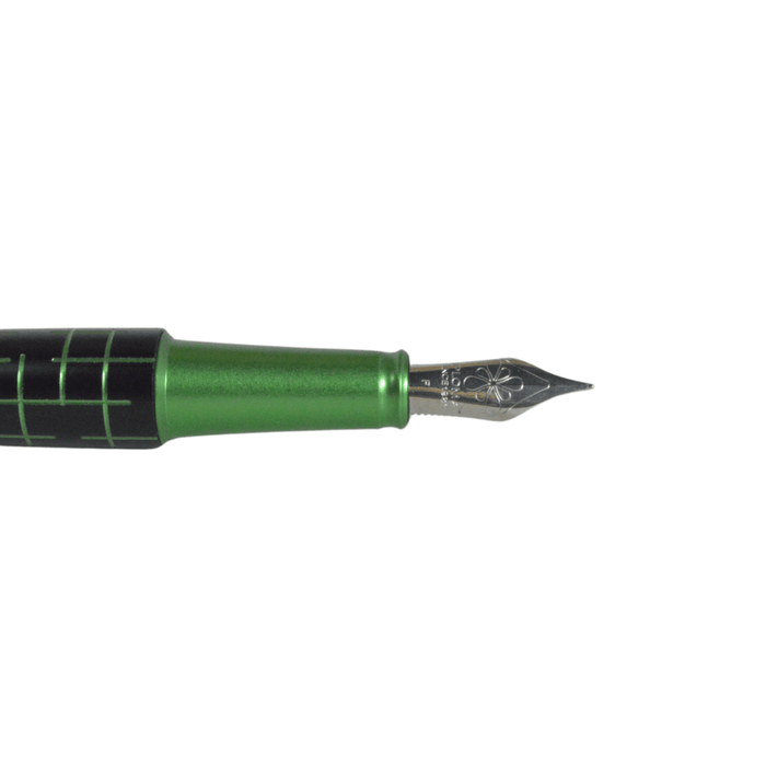 Elegant Diplomat Elox Fountain Pen in black and green matrix with a sleek design and fine nib.