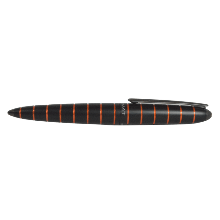Diplomat Elox fountain pen with black and orange resin body, featuring a sleek design and fine nib for writing elegance.