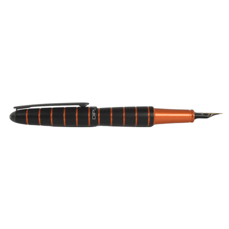 Diplomat Elox fountain pen in black and orange with an elegant design and fine nib for smooth writing.