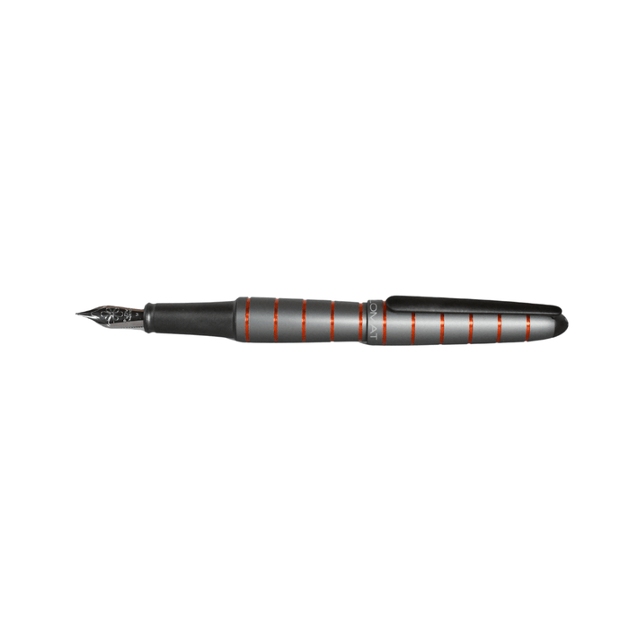 Grey and orange Diplomat Elox fountain pen with a sleek design and fine nib, ideal for writing and professional use.