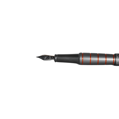 Diplomat Elox fountain pen with grey and orange resin body, extra-fine nib, showcasing its sleek and elegant design.