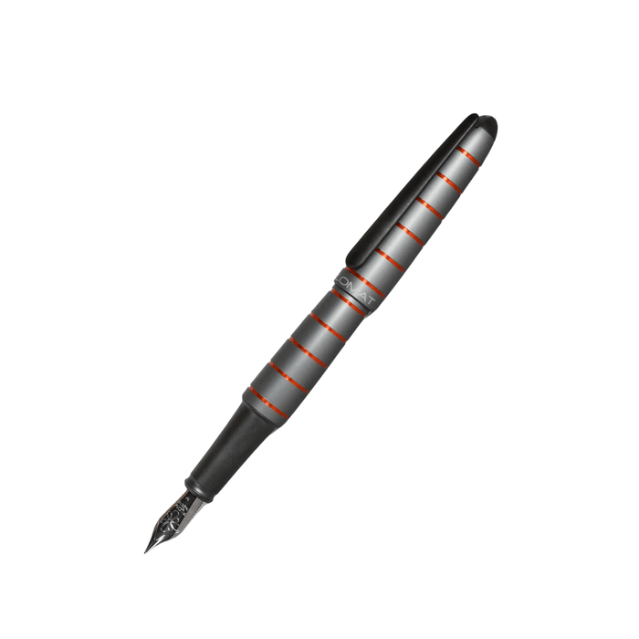 Diplomat Elox fountain pen in grey and orange with an extra-fine nib, showcasing its sleek design and elegant finish.