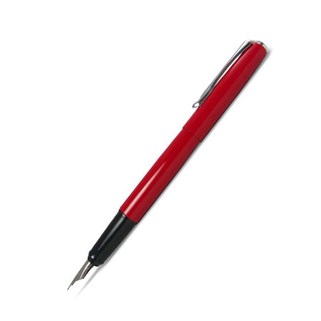 Elegant Diplomat Esteem Red Lacquer Fountain Pen with gold accents, showcasing its fine tip and glossy red finish.