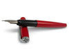 Elegant Diplomat Esteem red lacquer fountain pen with gold accents, showcasing a fine nib and sleek design.