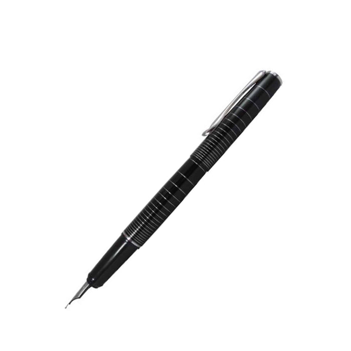 Close-up of a Diplomat Optimist fountain pen with elegant ring detailing, showcasing its fine nib and sleek design.