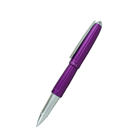 Diplomat Aero Violet Rollerball Pen with sleek purple barrel and silver accents, designed for smooth writing and elegant style.