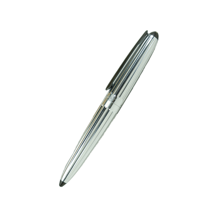 Silver Diplomat Aero rollerball pen with sleek design, displayed on a white background.