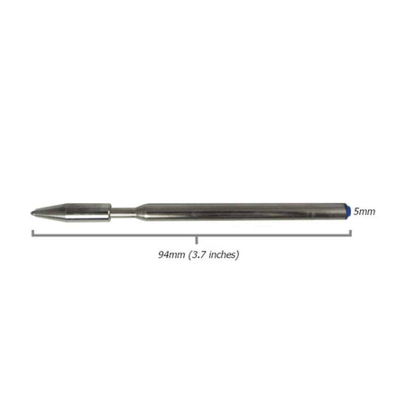 Black e+m Germany ballpoint refill for clutch pencils, 5.5mm, shown with the refill tip and packaging details.