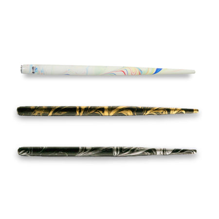 e+m Germany marbleized dipping pen with gold finish and nib, ideal for beginners, featuring elegant marbled design.