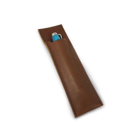 e+m Germany Cognac leather pen pouch, stylish pen case with smooth leather finish, ideal for storing writing instruments