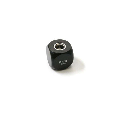 e+m Germany Cube Pencil Sharpener with a sleek plastic body and manual crank for sharpening pencils