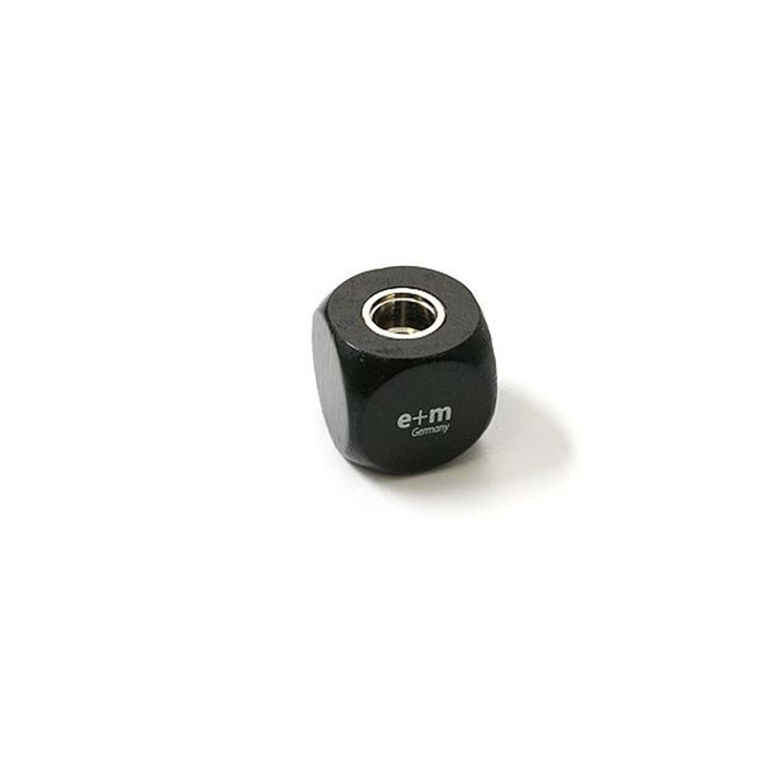 e+m Germany Cube Pencil Sharpener with a sleek plastic body and manual crank for sharpening pencils