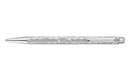 Caran D'Ache Ecridor Alpine Frost and Polar Blue ballpoint pen set with leather case, showcasing elegant pens and premium packaging.