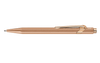Caran D'Ache Ballpoint Pen 849 in brushed rose finish with sleek metal clip and matching protective case.