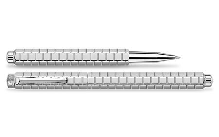 Caran D'Ache Palladium-Coated ECRIDOR™ Avenue rollerball pen with detailed close-up of the elegant design and silver finish.