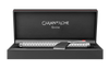 Caran D'Ache Palladium-Coated ECRIDOR AVENUE rollerball pen with detailed close-up of the luxurious palladium finish.