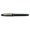 Esterbrook Estie ebony fountain pen with gold fittings, showcasing a sleek black body and elegant gold accents.