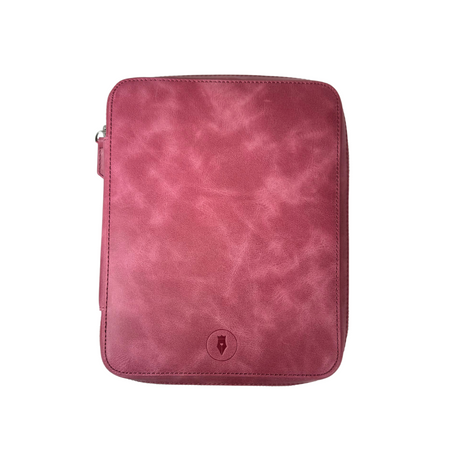 Eng Leather Co. Dusty Rose 18-slot leather pen case with soft, textured leather and organized slots for pens and writing instruments.