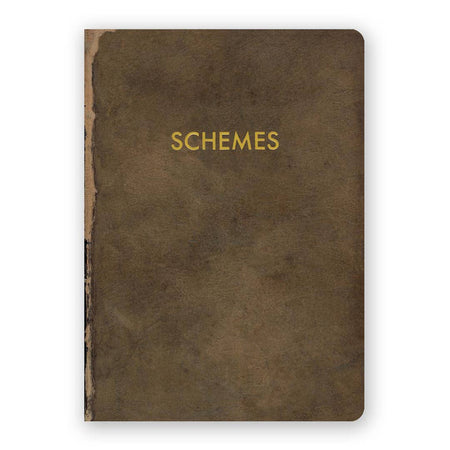 Medium Schemes Journal by The Mincing Mockingbird with patterned cover and lined pages for creative note-taking and sketching.