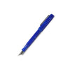 Faivet Number 7 Bleue Crush resin fountain pen with steel nib, showcasing its elegant design and vibrant blue coloration.