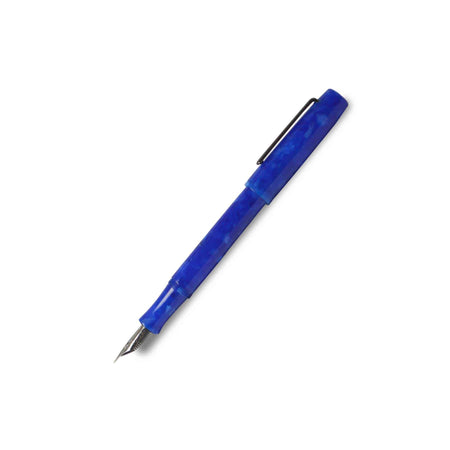 Faivet Number 7 Bleue Crush resin fountain pen with steel nib, showcasing its elegant design and vibrant blue coloration.