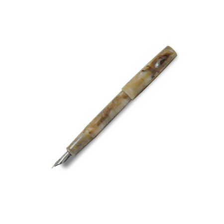 Faivet Number 7 fountain pen with lucite marble resin barrel and steel nib, designed by Matthieu Faivet.