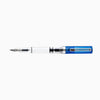 Twsbi Eco transparent blue fountain pen with silver clip and grip section, showcasing its sleek design and clear blue barrel.