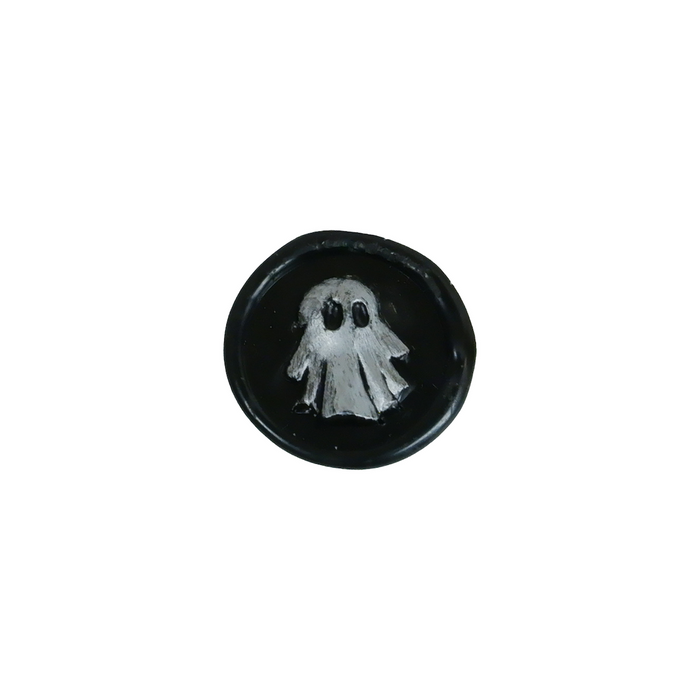 Ghost wax seal from Papier Plume Halloween wax seals set, featuring a detailed ghost design on a circular seal.