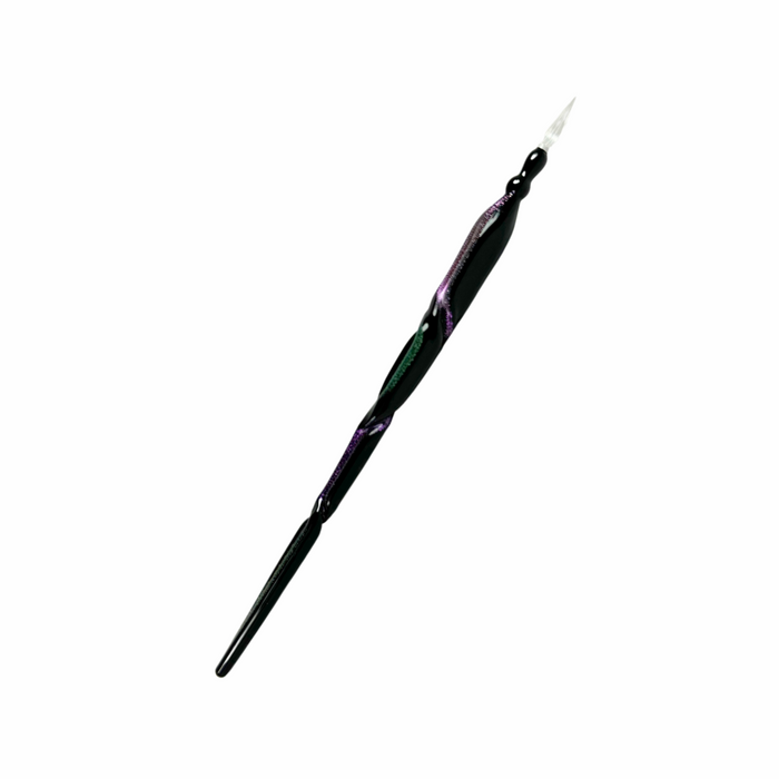 No Solo Vetro glass dipping pen with colorful dicroic glass and intricate design, ideal for artistic glasswork and writing.