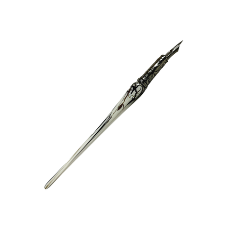 Bortoletti glass dipping pen in white, elegant writing instrument with a smooth glass body and metal tip for calligraphy or ink work.