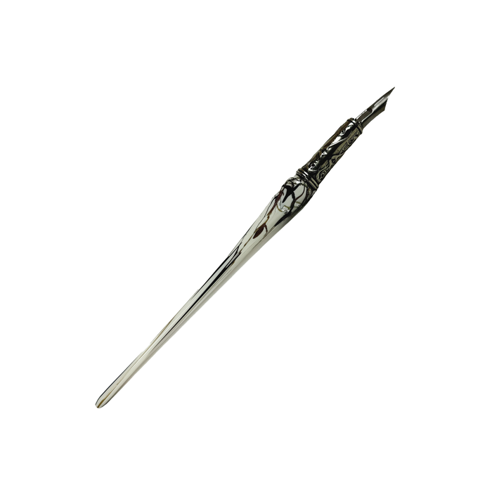Bortoletti glass dipping pen in white, elegant writing instrument with a smooth glass body and metal tip for calligraphy or ink work.