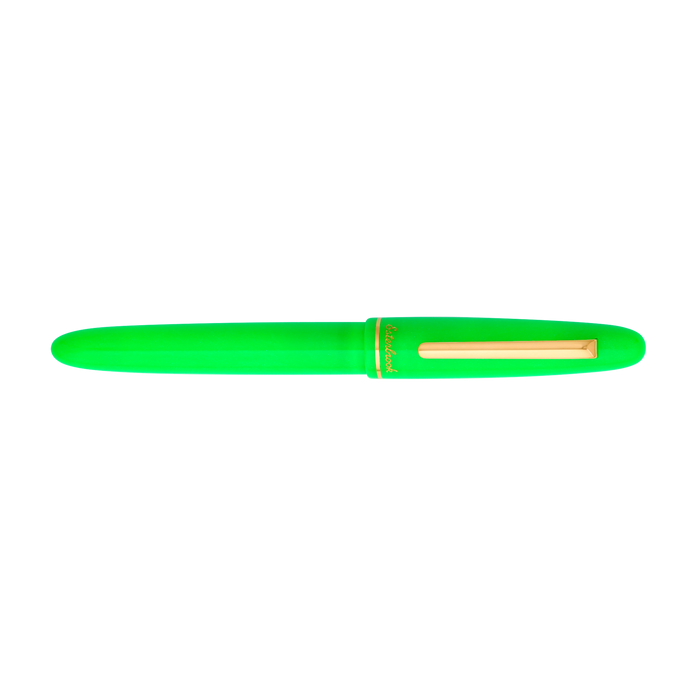 Green Esterbrook Estie Funky Town fountain pen with closed cap and sleek design, showcasing vibrant color and premium craftsmanship.