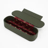 Green Esterbrook Pen Nooks double pen case with two compartments, designed to securely store and protect pens or writing instruments.