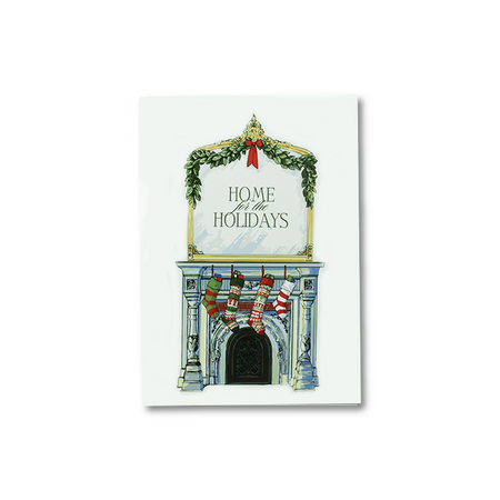 Scriptura Christmas card featuring festive holiday artwork with "Home for the Holidays" message, ideal for seasonal greeting cards.