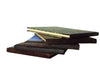 Small handcrafted guest book by Il Cartiglio with dark green marbleized cover and leather trim, ideal for guest signatures.