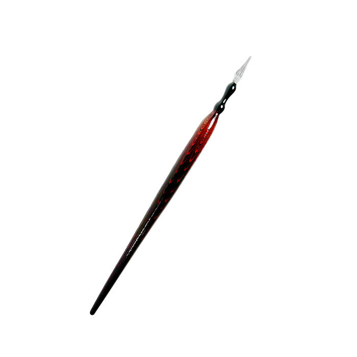 No Solo Vetro glass dipping pen with lace effect design, showcasing transparent glass with intricate lace pattern detail.