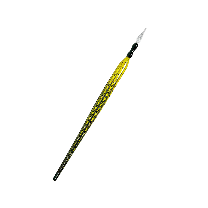No Solo Vetro glass dipping pen with lace effect design, showcasing intricate patterns on transparent glass.
