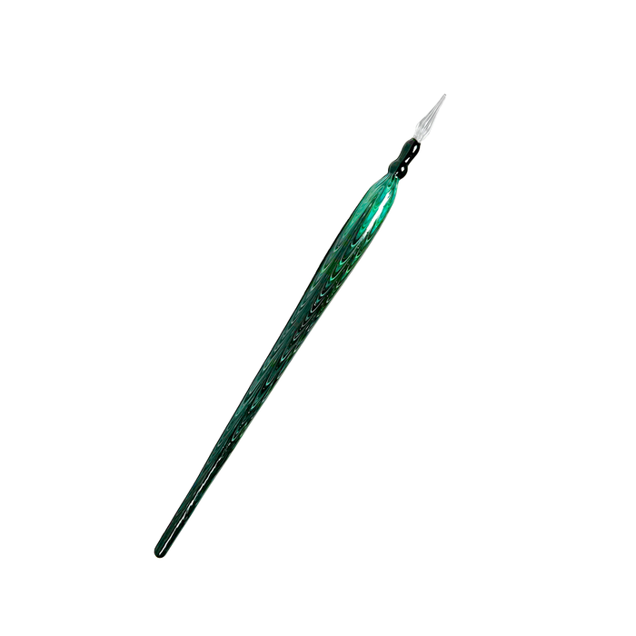 No Solo Vetro glass dipping pen with lace effect design, featuring elegant, transparent glass craftsmanship.