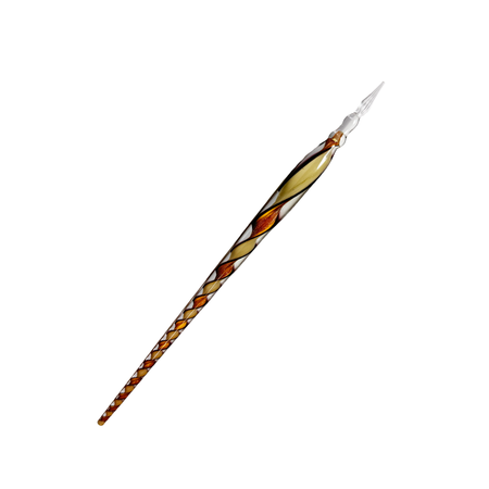 No Solo Vetro glass dipping pen with ribbon design, featuring a clear glass tip and colorful decorative accents.
