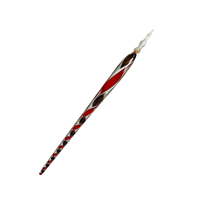 No Solo Vetro glass dipping pens with ribbon design, featuring clear glass with colorful ribbon accents for artistic writing or decoration.