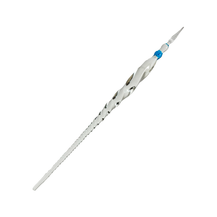 No Solo Vetro twisted glass dipping pen with clear, spiraled design for artistic writing and glass art projects.