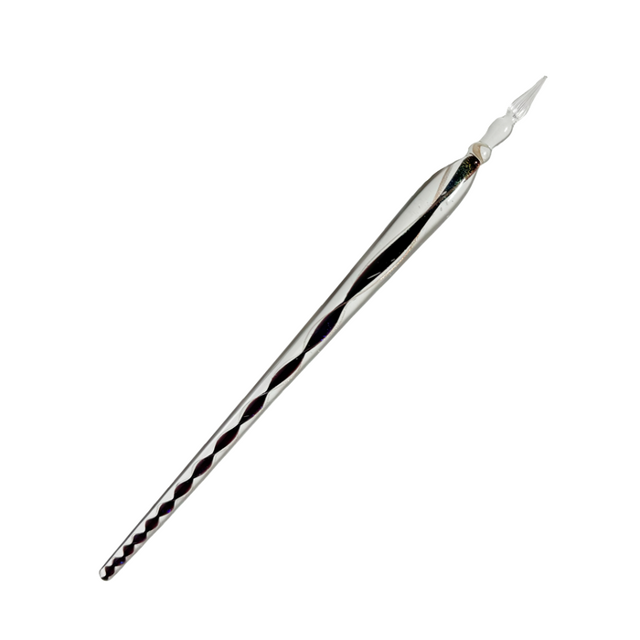 No Solo Vetro glass dipping pen with ribbon design, showcasing a sleek, colorful glass art tool for creative writing or drawing.