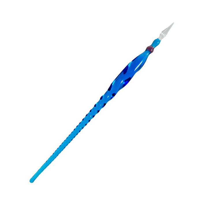 No Solo Vetro twisted glass dipping pen with clear, handcrafted design and smooth glass surface for artistic writing.