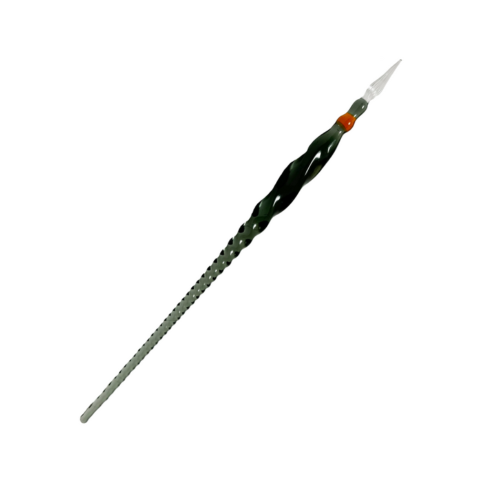 No Solo Vetro twisted glass dipping pen with clear, textured glass design for artistic writing and drawing.