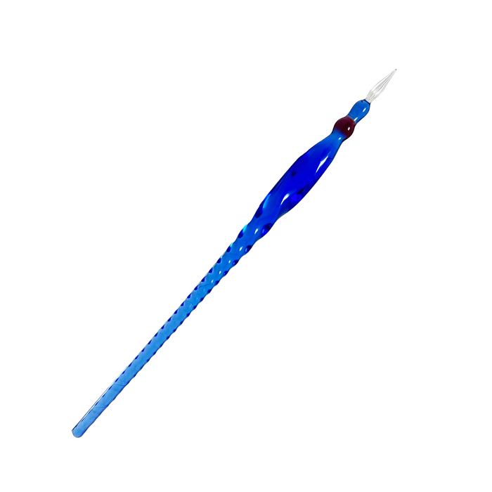No Solo Vetro twisted glass dipping pen with a clear, intricate design for detailed writing or artistic use.