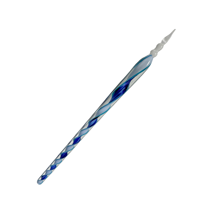 No Solo Vetro glass dipping pen with ribbon design, featuring a colorful, handcrafted glass body for artistic calligraphy and painting.