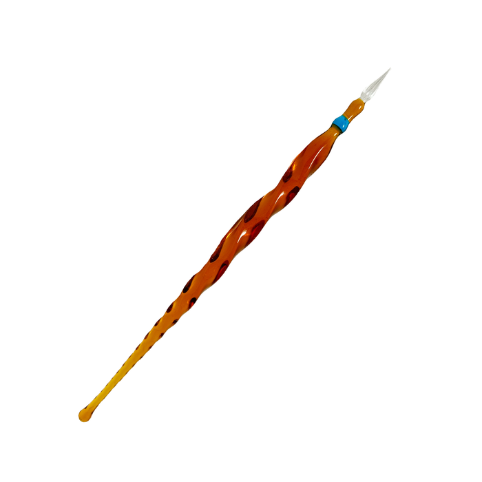 No Solo Vetro twisted glass dipping pen with clear, textured glass design for artistic writing or drawing.